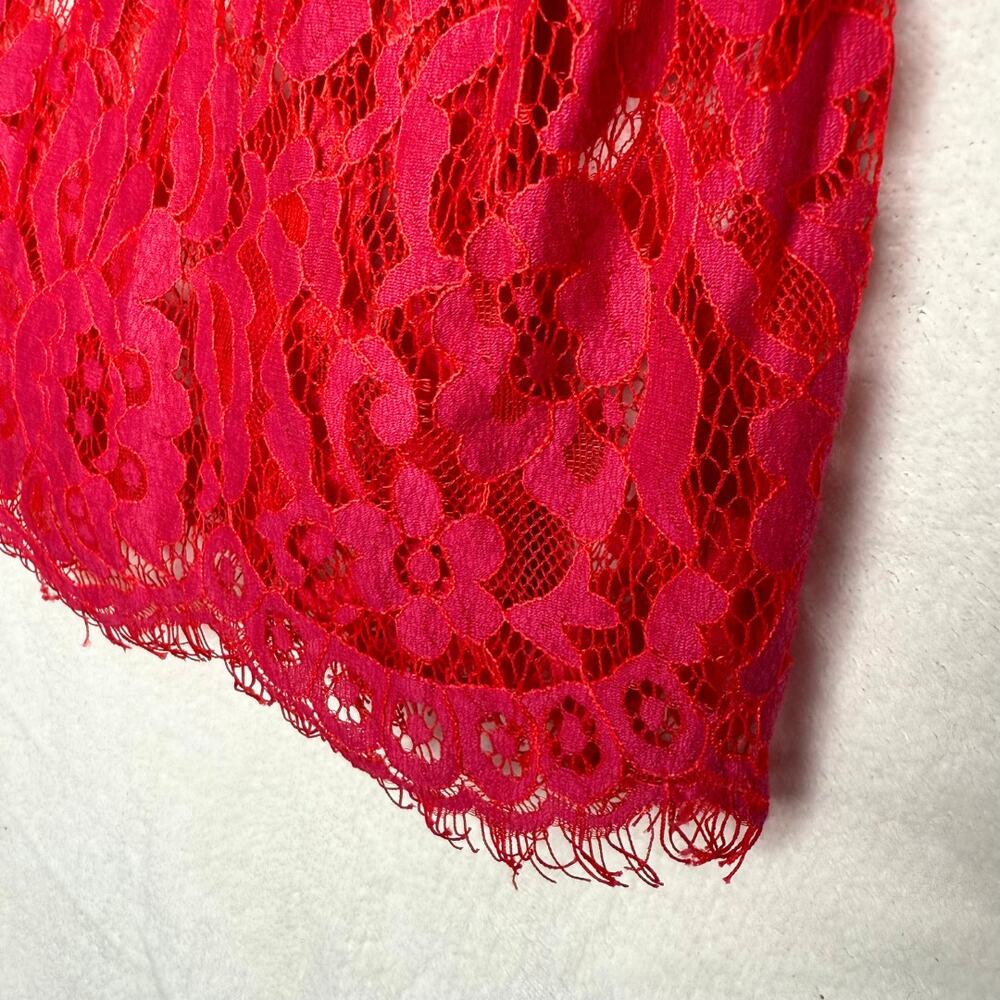 Vanessa Virginia Anthropologie Elysian Floral Lace Short Sleeve Top Small Red - Picture 5 of 8